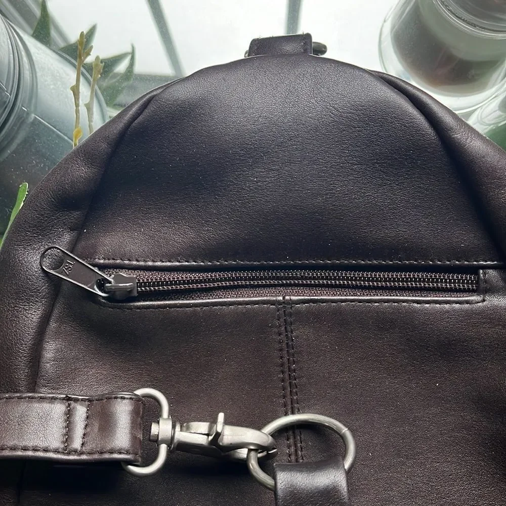 Tignanello Backpack Maroon Black Purse Bag Leather Pockets Red Small Adj…​ - Picture 9 of 11